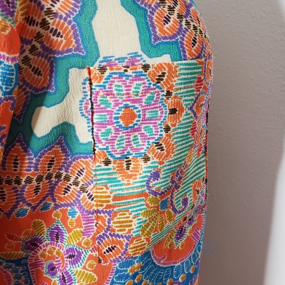 NEW Gimmicks by BKE All Over Paisley Print Orange Bohemian Top Blouse Summer - Picture 4 of 7